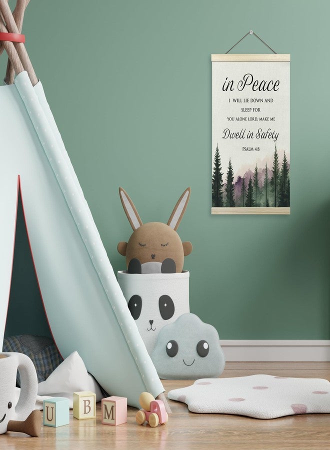 Tzhim Christian Poster Hanger Frame, PSALM 4:8 Bible Verses Wall Hanging Decor for Home Bedroom Nursery Office, Woodland Christian Scripture Wall Art Prints with Wood Frames, 12x16in - Image 2